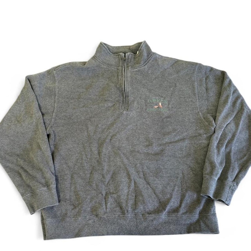 Orvis Barnsley Gardens‎ gray cotton quarter zip sweatshirt in XL